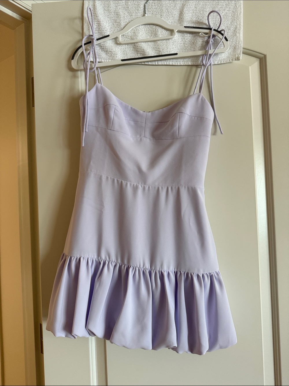 Amanda Uprichard Lilac Tie-Strap Ruffle Hem Mini Dress